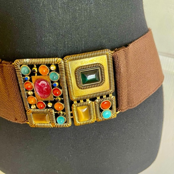 Adjustable stretchy belt for women with copper buckle - Picture 3 of 9